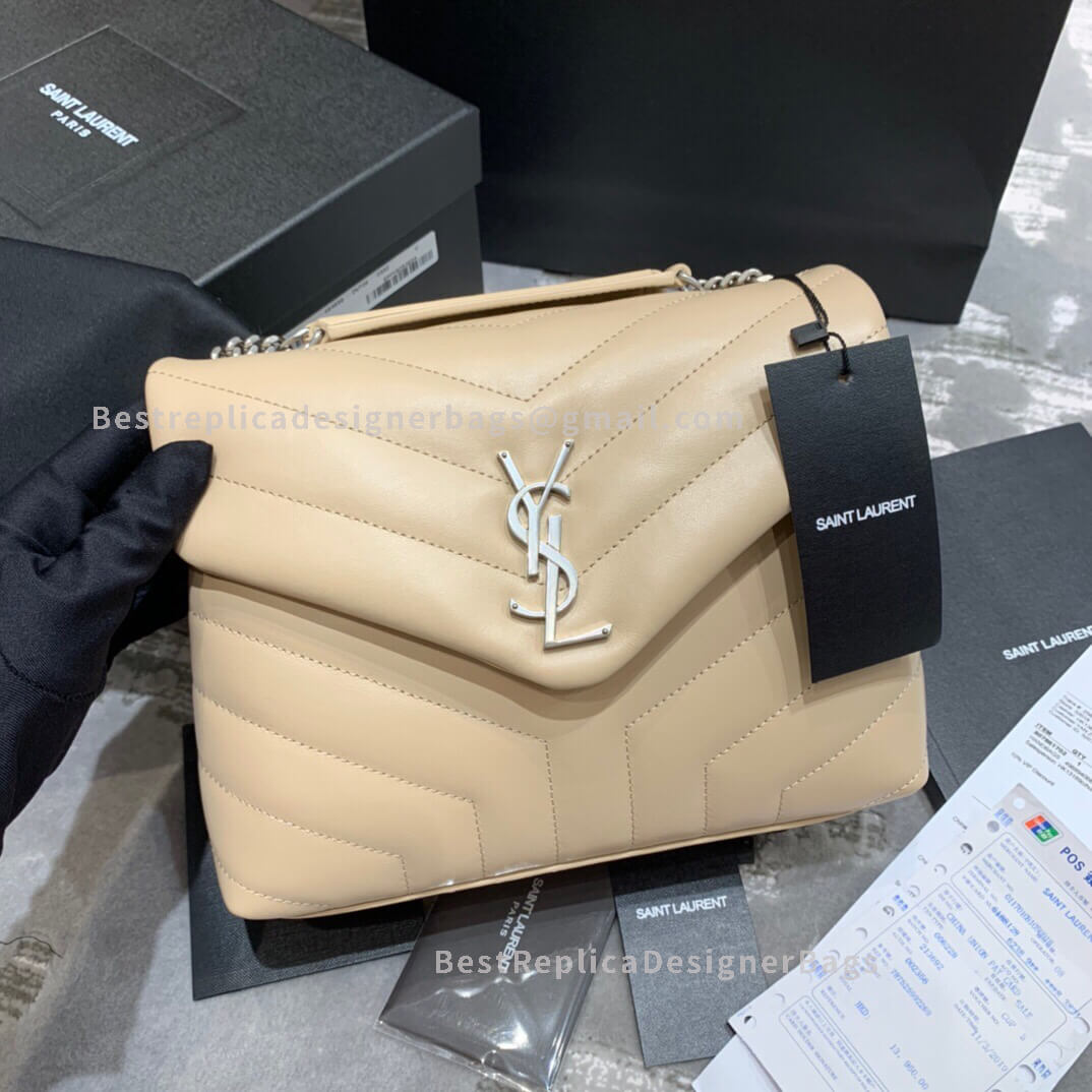 Saint Laurent Loulou Small In Matelasse “Y” Leather Beige SHW 494699